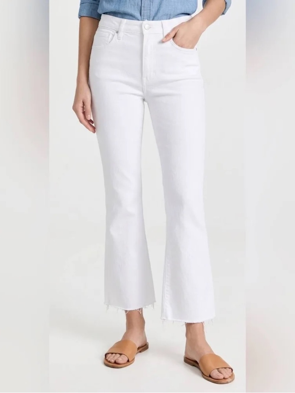 Frank & Eileen Killian crop flare high rise jeans white Sz 24